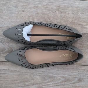 Mixx Shuz Grey Laser Cut Flats Never Worn